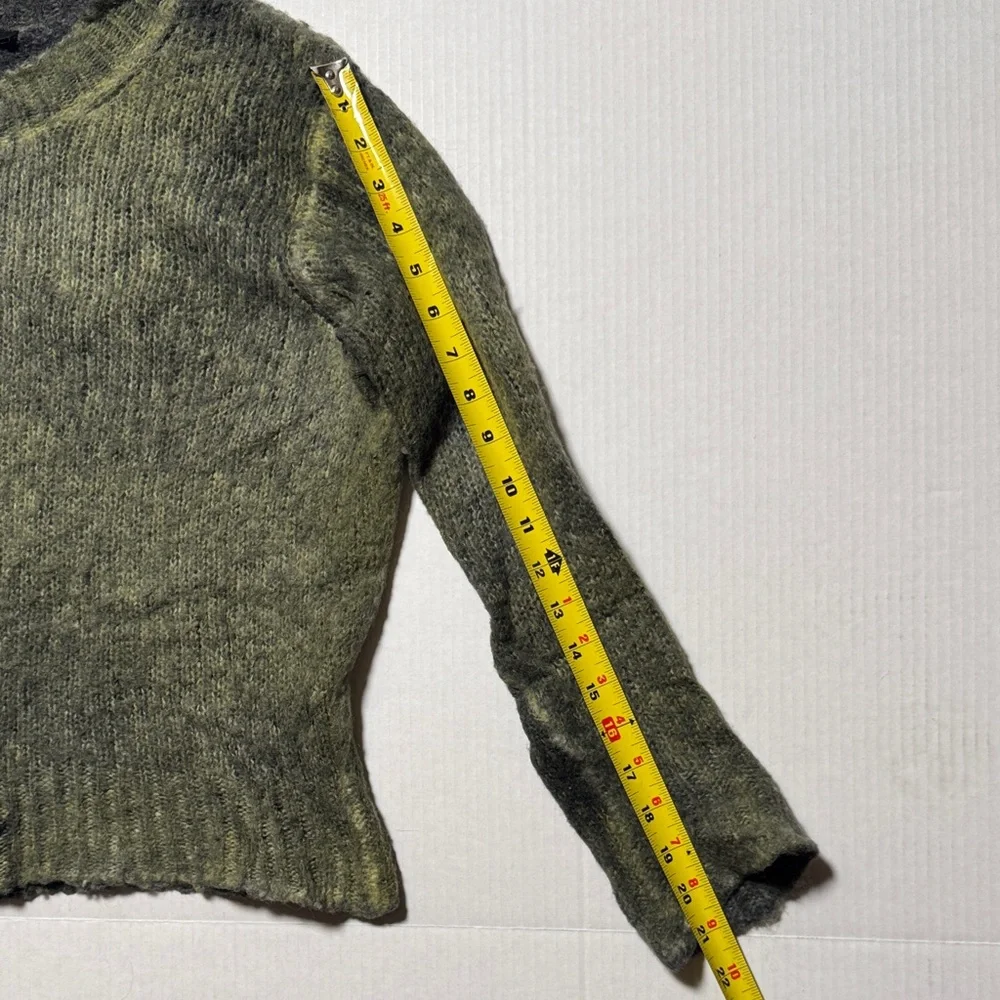 AVANTI TOI Women's Olive Green Distressed Crewneck Sweater Alpaca‎ Wool Blend XS - Picture 9 of 12